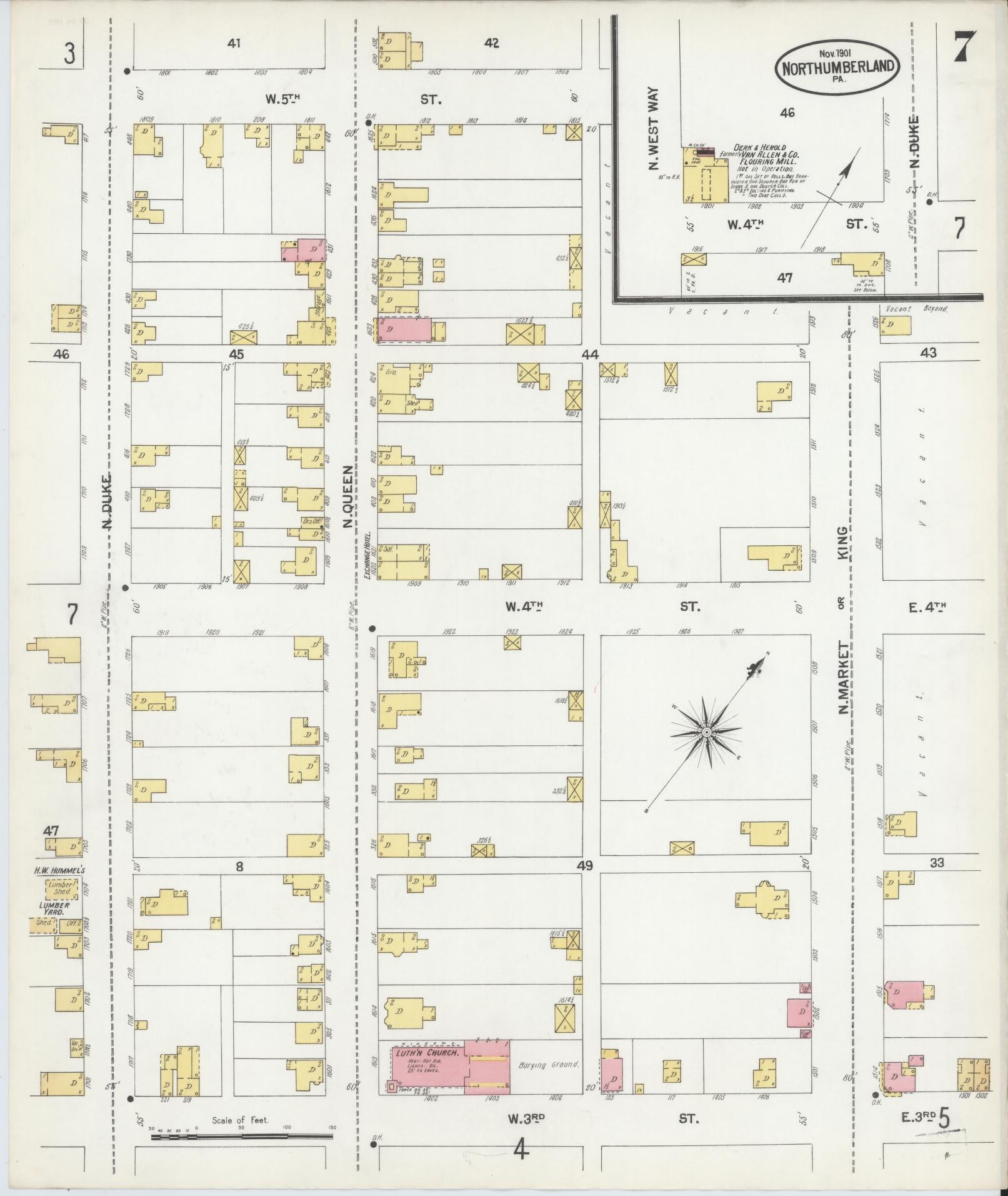Sanborn Fire Insurance Map from Northumberland, Northumberland County, Pennsylvania (1901), Sheet #0007 - Complete Map Set gallery image, historic Sanborn map, vintage wall art, Pennsylvania Pennsylvania