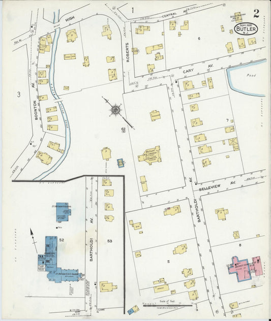 Sanborn Fire Insurance Map from Butler, Morris County, New Jersey (1920), Sheet #0002 - Historic Sanborn Fire Insurance Map Print, vintage old map wall art, antique decor, genealogy gift, New Jersey New Jersey map