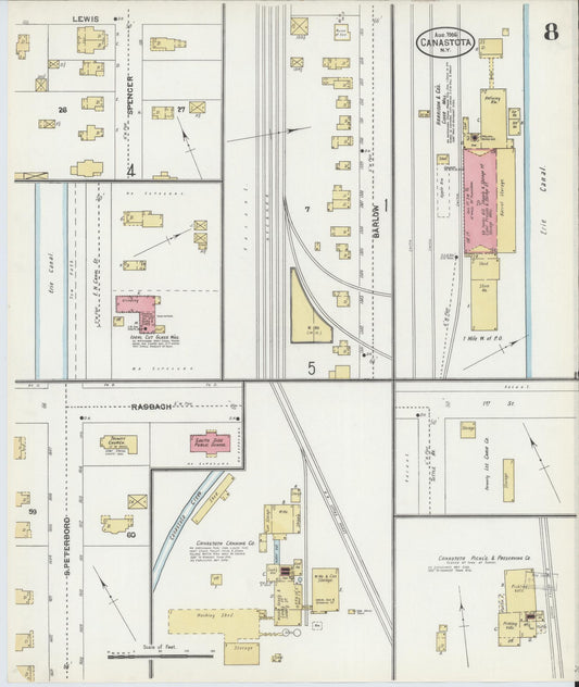 Sanborn Fire Insurance Map from Canastota, Madison County, New York (1906), Sheet #0008 - Historic Sanborn Fire Insurance Map Print, vintage old map wall art, antique decor, genealogy gift, New York New York map