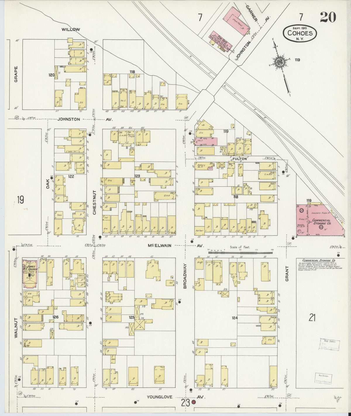Sanborn Fire Insurance Map from Cohoes, Albany County, New York (1910), Sheet #0020 - Complete Map Set gallery image, historic Sanborn map, vintage wall art, New York New York