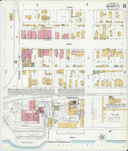 Sanborn Fire Insurance Map from Mound City, Pulaski County, Illinois (1900), Sheet #0003 - Historic Sanborn Fire Insurance Map Print, vintage old map wall art, antique decor, genealogy gift, Illinois Illinois map