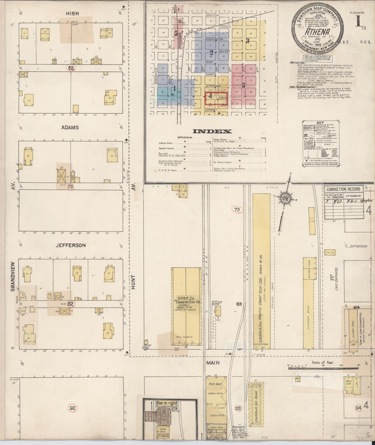 Sanborn Fire Insurance Map from Athena, Umatilla County, Oregon (1932), Sheet #0001 - Historic Sanborn Fire Insurance Map Print, vintage old map wall art, antique decor, genealogy gift, Oregon Oregon map