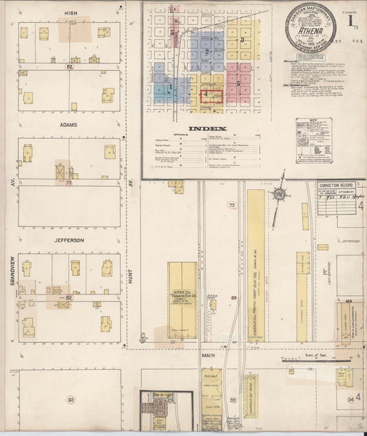 Sanborn Fire Insurance Map from Athena, Umatilla County, Oregon (1932), Sheet #0001 - Historic Sanborn Fire Insurance Map Print, vintage old map wall art, antique decor, genealogy gift, Oregon Oregon map