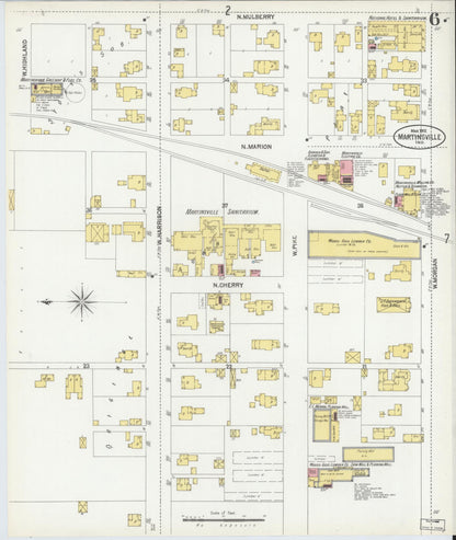 Sanborn Fire Insurance Map from Martinsville, Morgan County, Indiana (1902), Sheet #0006 - Historic Sanborn Fire Insurance Map Print, vintage old map wall art, antique decor, genealogy gift, Indiana Indiana map