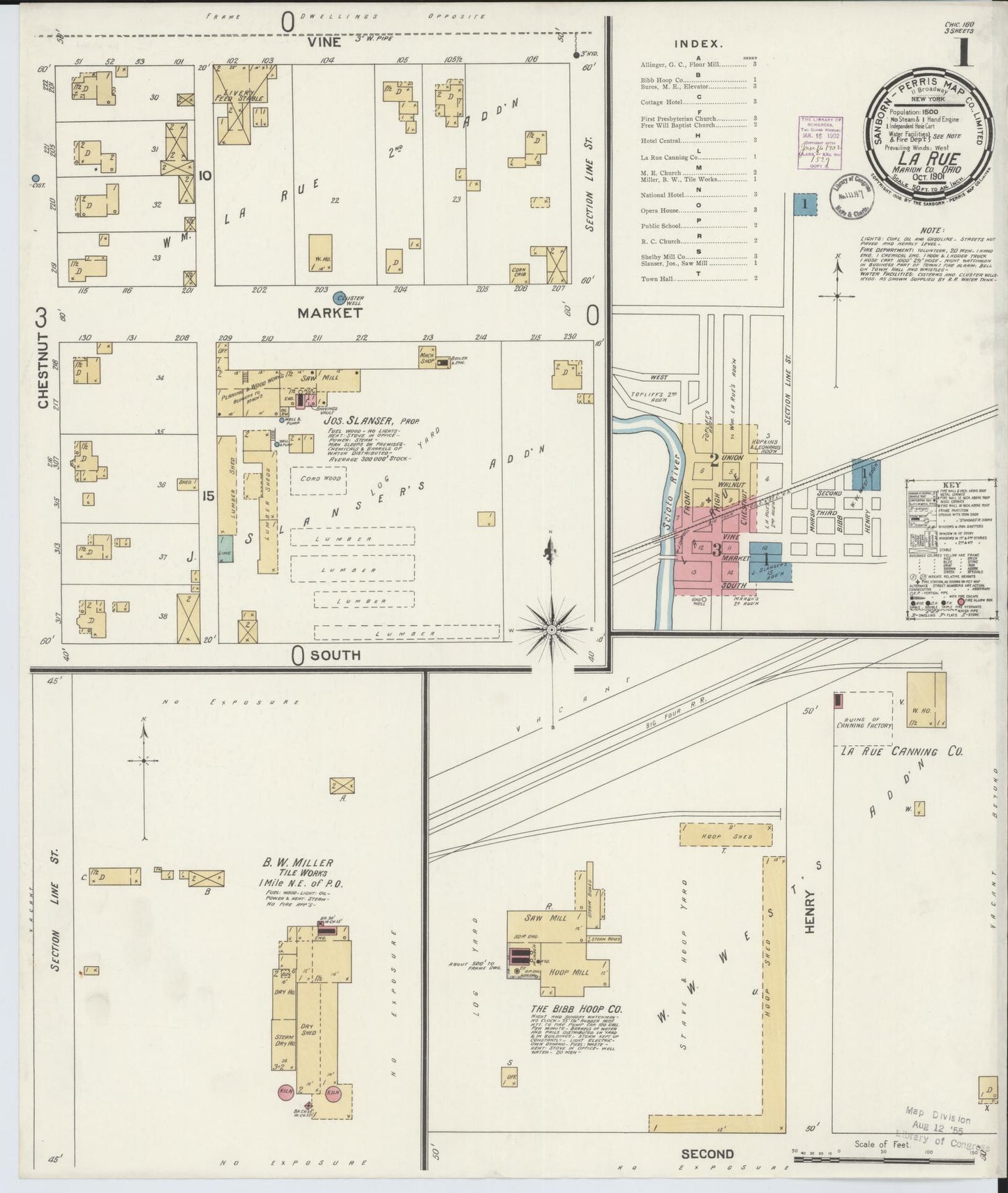 Sanborn Fire Insurance Map from La Rue, Marion County, Ohio (1901), Sheet #0001 - Historic Sanborn Fire Insurance Map Print, vintage old map wall art, antique decor, genealogy gift, Ohio Ohio map