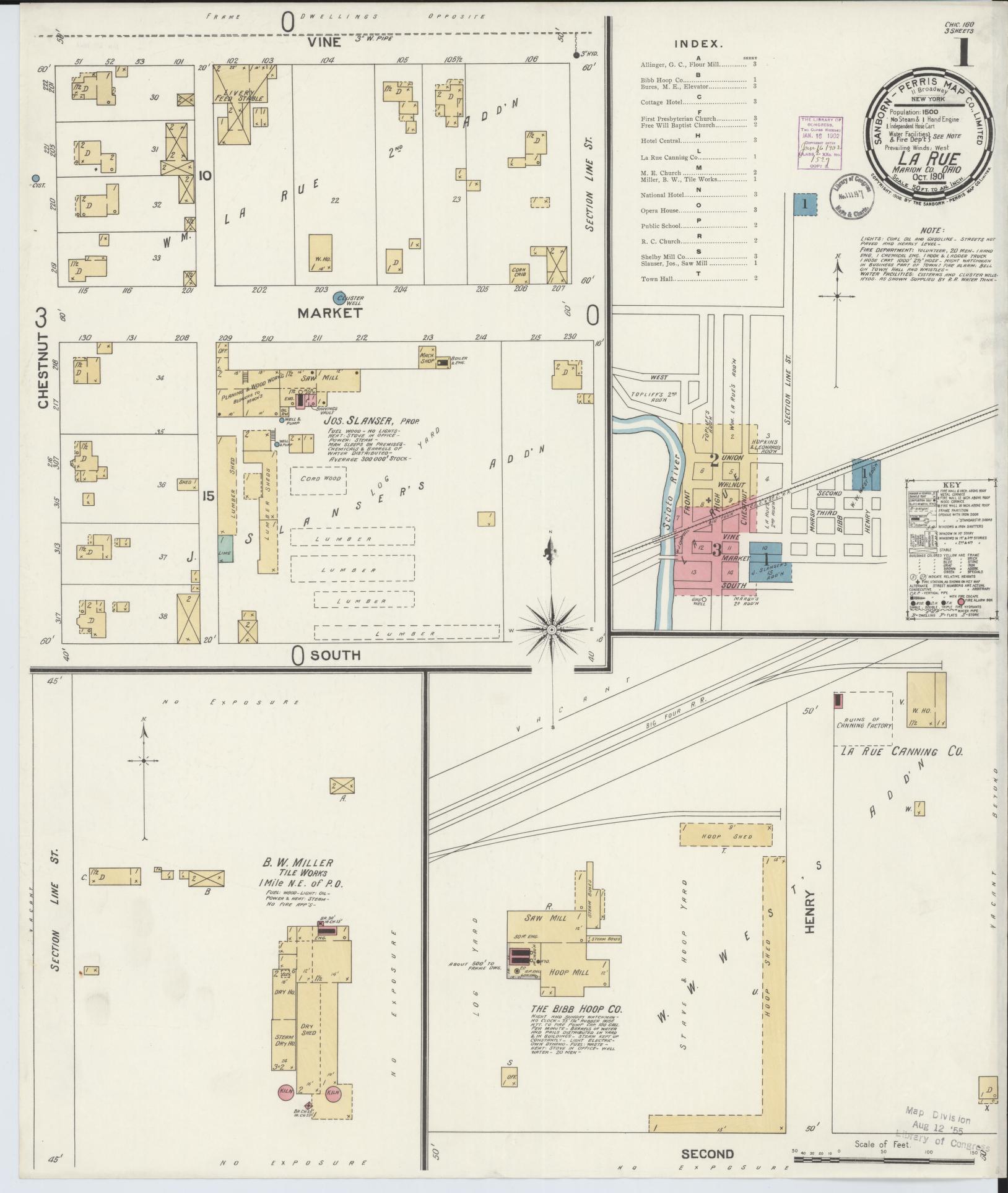 Sanborn Fire Insurance Map from La Rue, Marion County, Ohio (1901), Sheet #0001 - Historic Sanborn Fire Insurance Map Print, vintage old map wall art, antique decor, genealogy gift, Ohio Ohio map