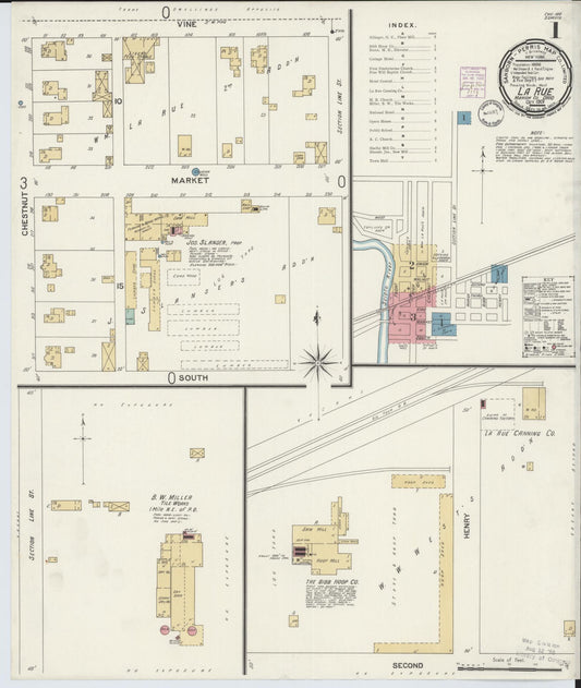 Sanborn Fire Insurance Map from La Rue, Marion County, Ohio (1901), Sheet #0001 - Historic Sanborn Fire Insurance Map Print, vintage old map wall art, antique decor, genealogy gift, Ohio Ohio map
