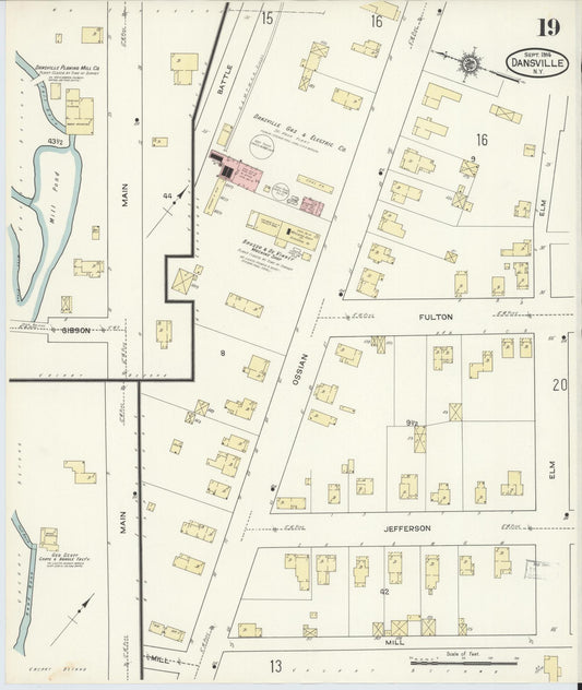 Sanborn Fire Insurance Map from Dansville, Livingston County, New York (1914), Sheet #0019 - Historic Sanborn Fire Insurance Map Print, vintage old map wall art, antique decor, genealogy gift, New York New York map