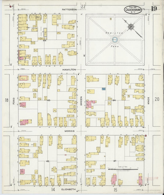 Sanborn Fire Insurance Map from Ogdensburg, St. Lawrence County, New York (1918), Sheet #0019 - Historic Sanborn Fire Insurance Map Print, vintage old map wall art, antique decor, genealogy gift, New York New York map