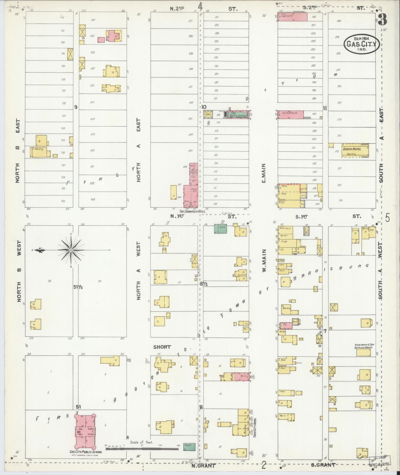 Sanborn Fire Insurance Map from Gas City, Grant County, Indiana (1904), Sheet #0003 - Complete Map Set gallery image, historic Sanborn map, vintage wall art, Indiana Indiana