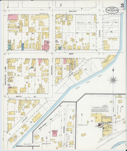 Sanborn Fire Insurance Map from Two Rivers, Manitowoc County, Wisconsin (1904), Sheet #0003 - Complete Map Set gallery image, historic Sanborn map, vintage wall art, Wisconsin Wisconsin