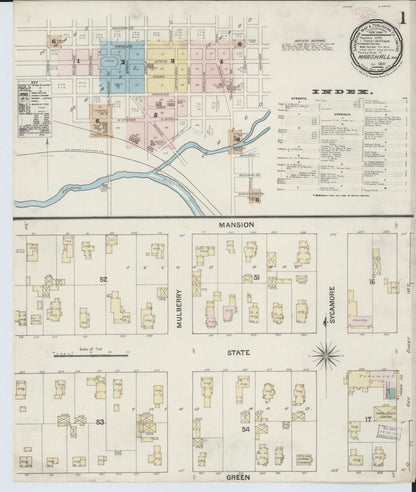 Sanborn Fire Insurance Map from Marshall, Calhoun County, Michigan (1888), Sheet #0001 - Historic Sanborn Fire Insurance Map Print, vintage old map wall art, antique decor, genealogy gift, Michigan Michigan map