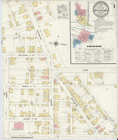 Sanborn Fire Insurance Map from Mifflintown, Juniata County, Pennsylvania (1911), Sheet #0001 - Complete Map Set gallery image, historic Sanborn map, vintage wall art, Pennsylvania Pennsylvania