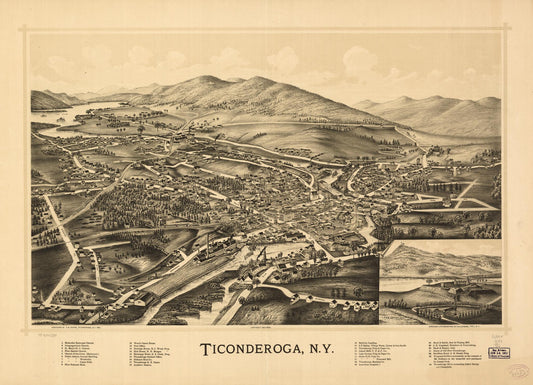 Ticonderoga, N.Y. (1891) – Historic Bird’s-Eye View Panorama Print