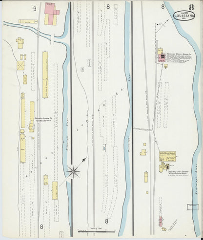 Sanborn Fire Insurance Map from Louisiana, Pike County, Missouri (1896), Sheet #0008 - Complete Map Set gallery image, historic Sanborn map, vintage wall art, Missouri Missouri