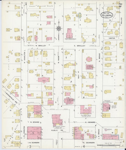 Sanborn Fire Insurance Map from Hillsboro, Montgomery County, Illinois (1912), Sheet #0002 - Complete Map Set gallery image, historic Sanborn map, vintage wall art, Illinois Illinois