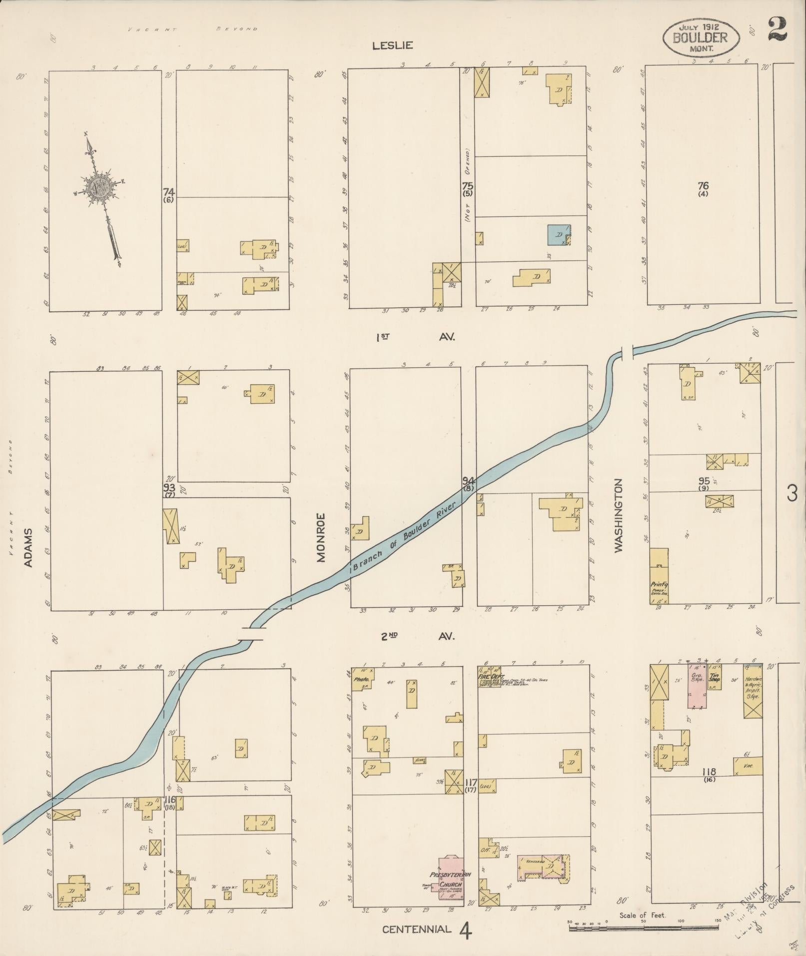 Sanborn Fire Insurance Map from Boulder, Jefferson County, Montana (1912), Sheet #0002 - Complete Map Set gallery image, historic Sanborn map, vintage wall art, Montana Montana