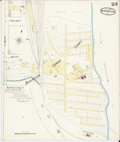Sanborn Fire Insurance Map from Burlington, Des Moines County, Iowa (1888), Sheet #0024 - Historic Sanborn Fire Insurance Map Print