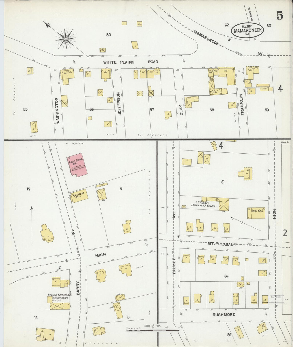 Sanborn Fire Insurance Map from Mamaroneck, Westchester County, New York (1902), Sheet #0005 - Complete Map Set gallery image, historic Sanborn map, vintage wall art, New York New York