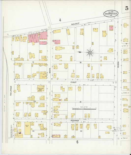 Sanborn Fire Insurance Map from Sharpsville, Mercer County, Pennsylvania (1905), Sheet #0005 - Historic Sanborn Fire Insurance Map Print, vintage old map wall art, antique decor, genealogy gift, Pennsylvania Pennsylvania map