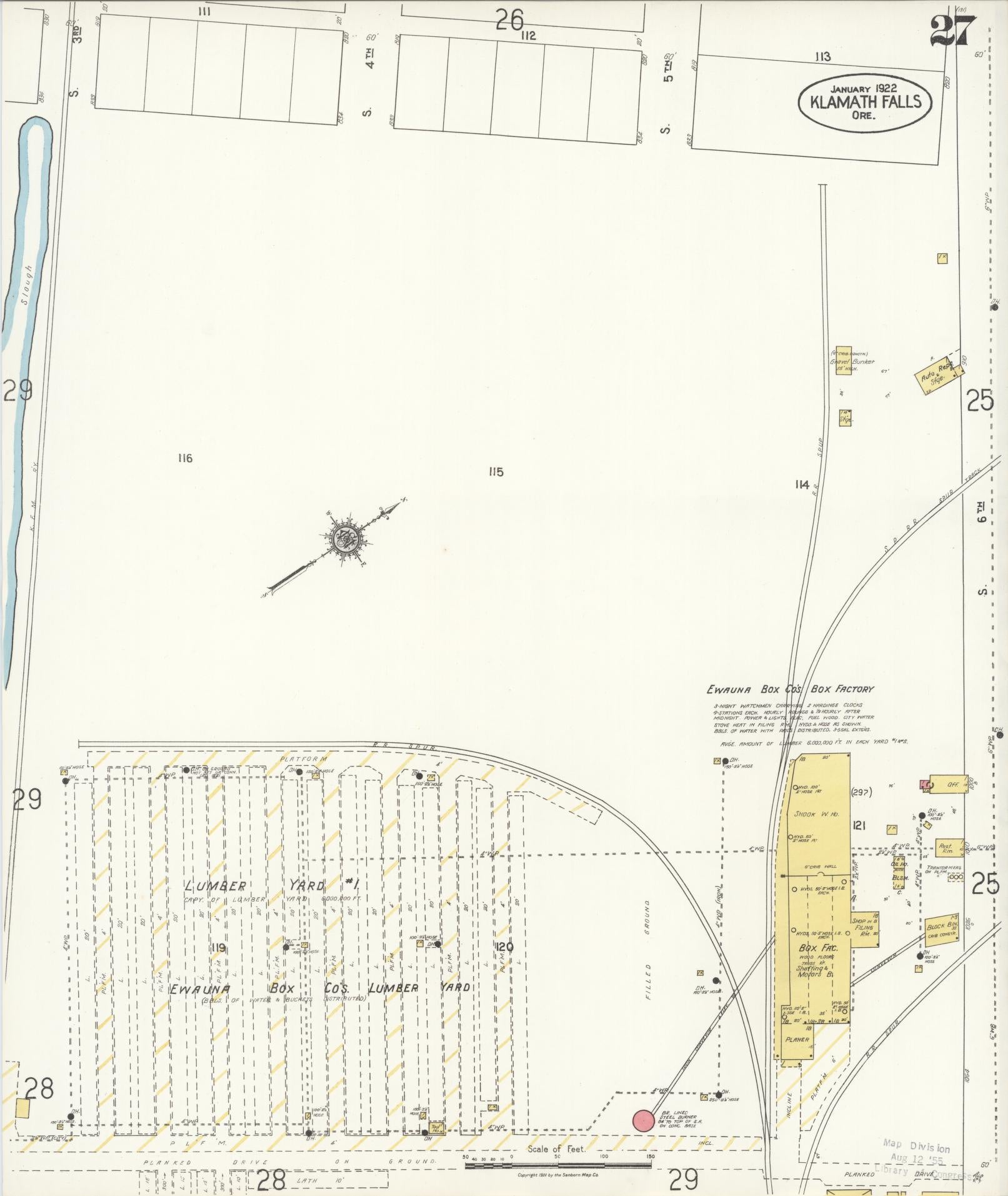 Sanborn Fire Insurance Map from Klamath Falls, Klamath County, Oregon (1921), Sheet #0027 - Complete Map Set gallery image, historic Sanborn map, vintage wall art, Oregon Oregon