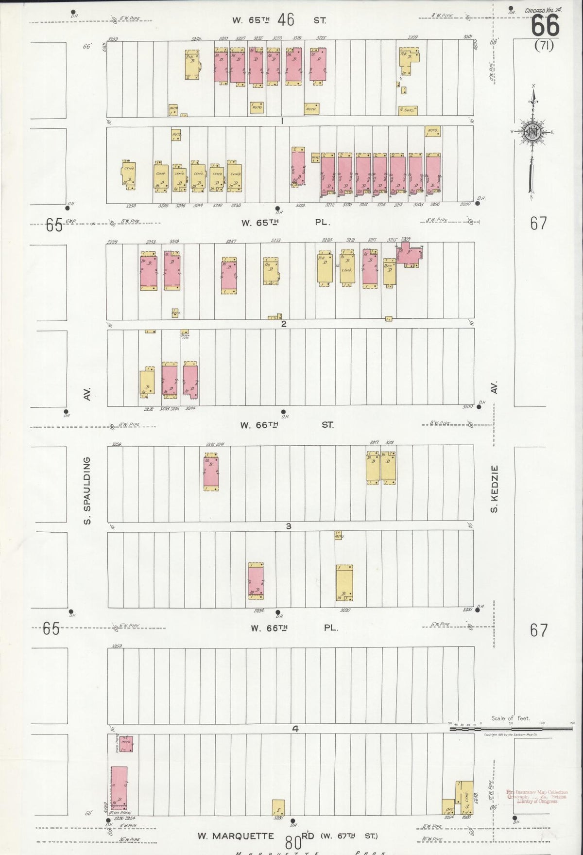 Sanborn Fire Insurance Map from Chicago, Cook County, Illinois (1920), Sheet #0066 - Historic Sanborn Fire Insurance Map Print, vintage old map wall art, antique decor, genealogy gift, Illinois Illinois map