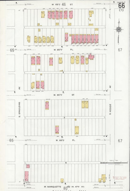 Sanborn Fire Insurance Map from Chicago, Cook County, Illinois (1920), Sheet #0066 - Historic Sanborn Fire Insurance Map Print, vintage old map wall art, antique decor, genealogy gift, Illinois Illinois map