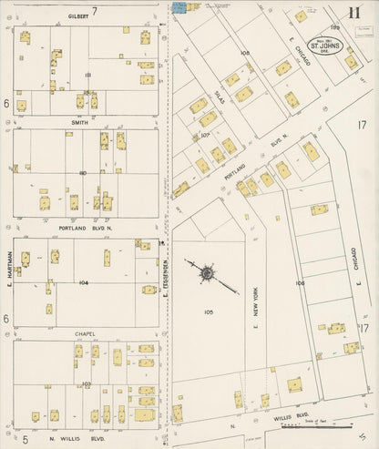 Sanborn Fire Insurance Map from Saint Johns, Multnomah County, Oregon (1911), Sheet #0011 - Complete Map Set gallery image, historic Sanborn map, vintage wall art, Oregon Oregon