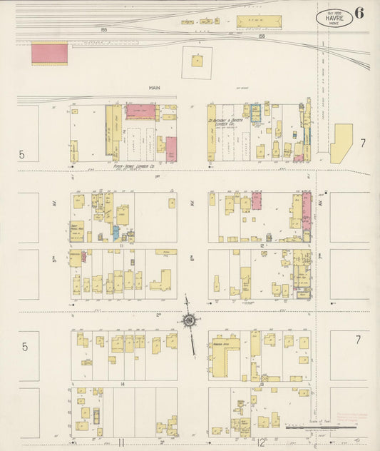 Sanborn Fire Insurance Map from Havre, Hill County, Montana (1920), Sheet #0006 - Historic Sanborn Fire Insurance Map Print, vintage old map wall art, antique decor, genealogy gift, Montana Montana map