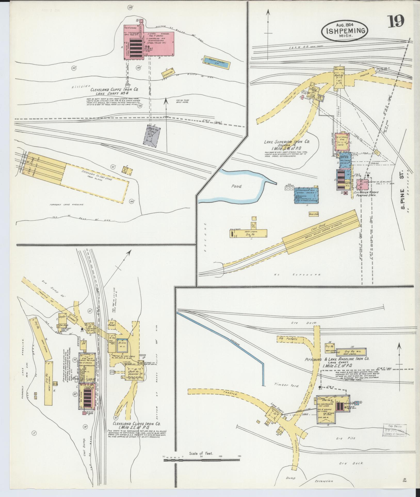 Sanborn Fire Insurance Map from Ishpeming, Marquette County, Michigan (1904), Sheet #0019 - Complete Map Set gallery image, historic Sanborn map, vintage wall art, Michigan Michigan
