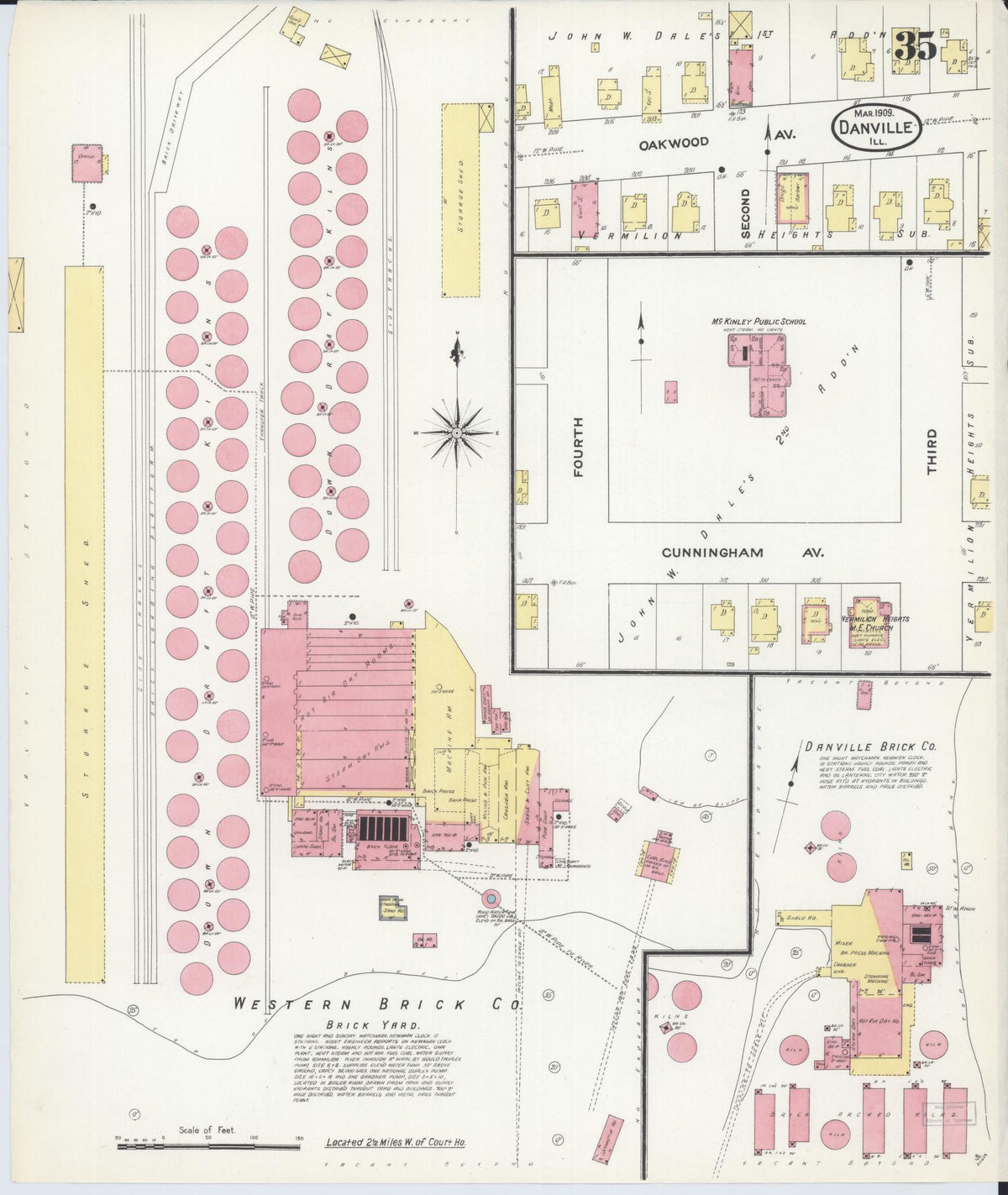 Sanborn Fire Insurance Map from Danville, Vermilion County, Illinois (1909), Sheet #0035 - Historic Sanborn Fire Insurance Map Print, vintage old map wall art, antique decor, genealogy gift, Illinois Illinois map