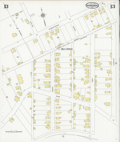 Sanborn Fire Insurance Map from Barnesboro, Cambria County, Pennsylvania (1930), Sheet #0013 - Historic Sanborn Fire Insurance Map Print, vintage old map wall art, antique decor, genealogy gift, Pennsylvania Pennsylvania map