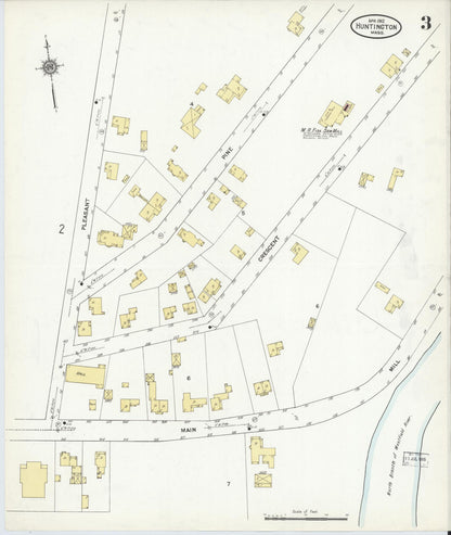 Sanborn Fire Insurance Map from Huntington, Hampshire County, Massachusetts (1912), Sheet #0003 - Complete Map Set gallery image, historic Sanborn map, vintage wall art, Massachusetts Massachusetts