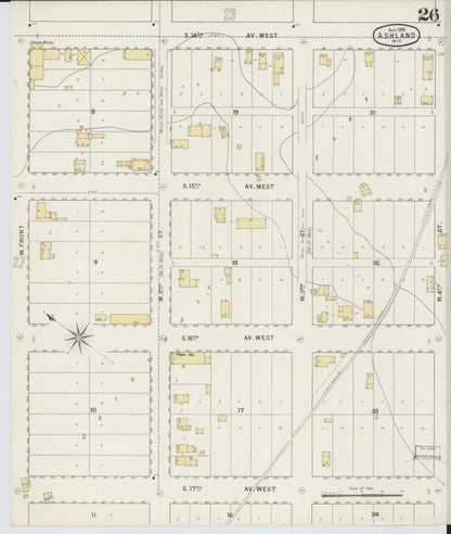 Sanborn Fire Insurance Map from Ashland, Ashland County, Wisconsin (1895), Sheet #0026 - Historic Sanborn Fire Insurance Map Print, vintage old map wall art, antique decor, genealogy gift, Wisconsin Wisconsin map