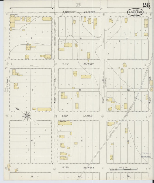Sanborn Fire Insurance Map from Ashland, Ashland County, Wisconsin (1895), Sheet #0026 - Historic Sanborn Fire Insurance Map Print, vintage old map wall art, antique decor, genealogy gift, Wisconsin Wisconsin map