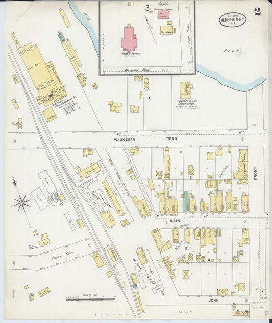 Sanborn Fire Insurance Map from McHenry, McHenry County, Illinois (1898), Sheet #0002 - Historic Sanborn Fire Insurance Map Print, vintage old map wall art, antique decor, genealogy gift, Illinois Illinois map