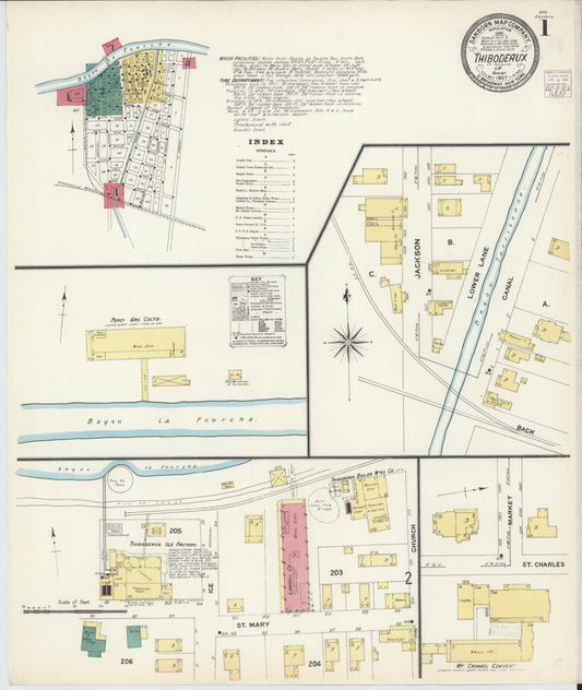 Sanborn Fire Insurance Map from Thibodaux, Lafourche Parish, Louisiana. (1907) – Historic Sanborn Fire Insurance Map Print