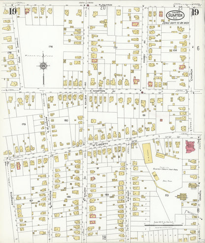 Sanborn Fire Insurance Map from Sumter, Sumter County, South Carolina (1923), Sheet #0019 - Complete Map Set gallery image, historic Sanborn map, vintage wall art, South Carolina South Carolina