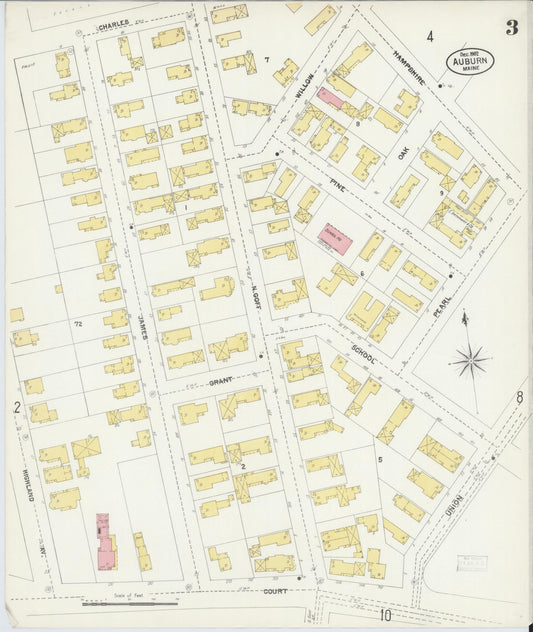 Sanborn Fire Insurance Map from Auburn, Androscoggin County, Maine (1902), Sheet #0003 - Historic Sanborn Fire Insurance Map Print, vintage old map wall art, antique decor, genealogy gift, Maine Maine map