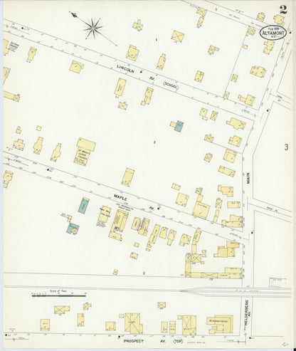 Sanborn Fire Insurance Map from Altamont, Albany County, New York (1909), Sheet #0002 - Historic Sanborn Fire Insurance Map Print, vintage old map wall art, antique decor, genealogy gift, New York New York map