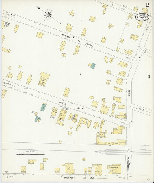 Sanborn Fire Insurance Map from Altamont, Albany County, New York (1909), Sheet #0002 - Historic Sanborn Fire Insurance Map Print, vintage old map wall art, antique decor, genealogy gift, New York New York map
