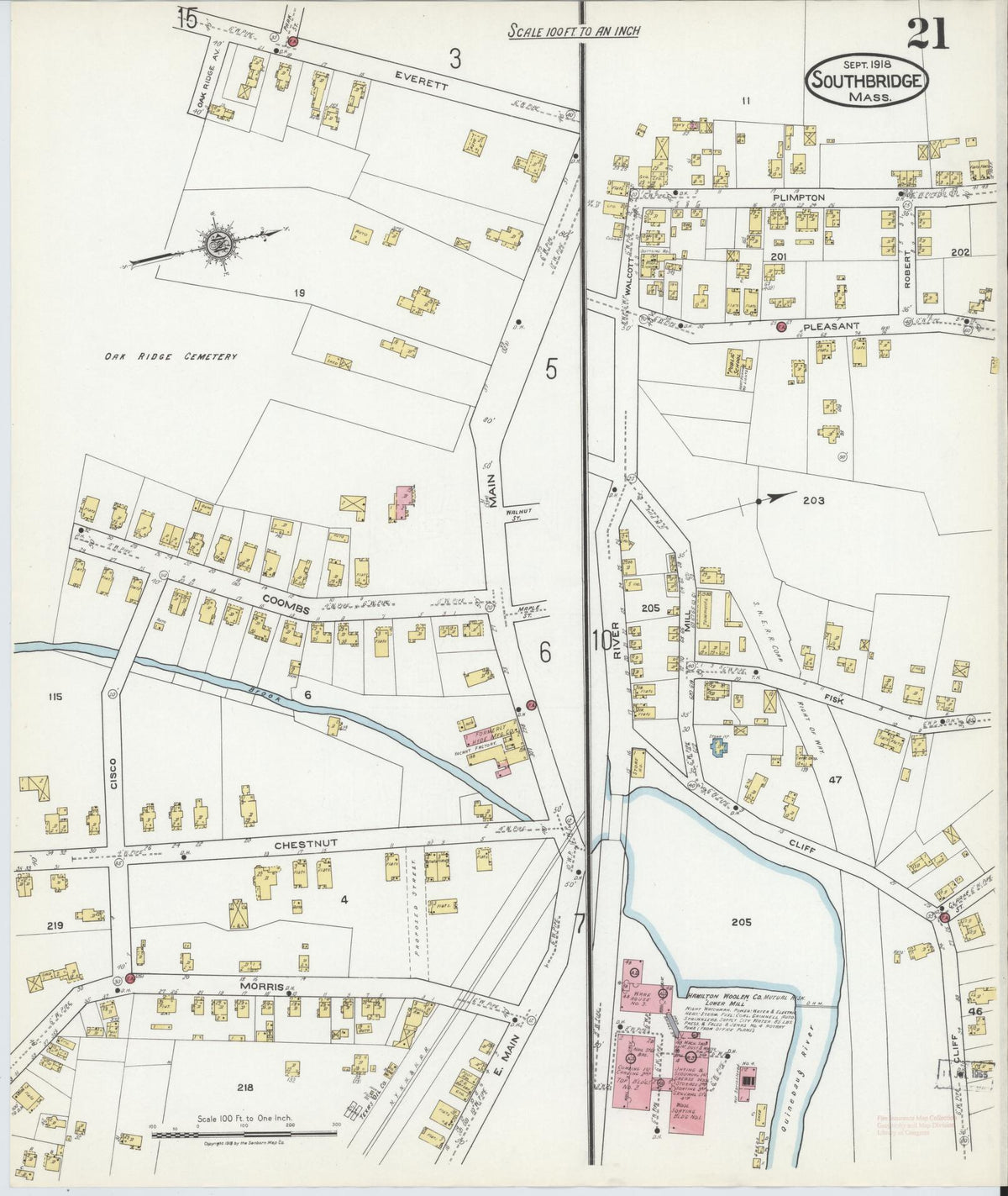 Sanborn Fire Insurance Map from Southbridge, Worcester County, Massachusetts (1918), Sheet #0021 - Complete Map Set gallery image, historic Sanborn map, vintage wall art, Massachusetts Massachusetts