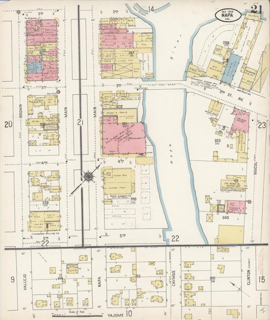 Sanborn Fire Insurance Map from Napa, Napa County, California (1910), Sheet #0021 - Historic Sanborn Fire Insurance Map Print, vintage old map wall art, antique decor, genealogy gift, California California map