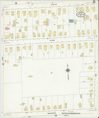 Sanborn Fire Insurance Map from Albion, Orleans County, New York (1911), Sheet #0008 - Complete Map Set gallery image, historic Sanborn map, vintage wall art, New York New York