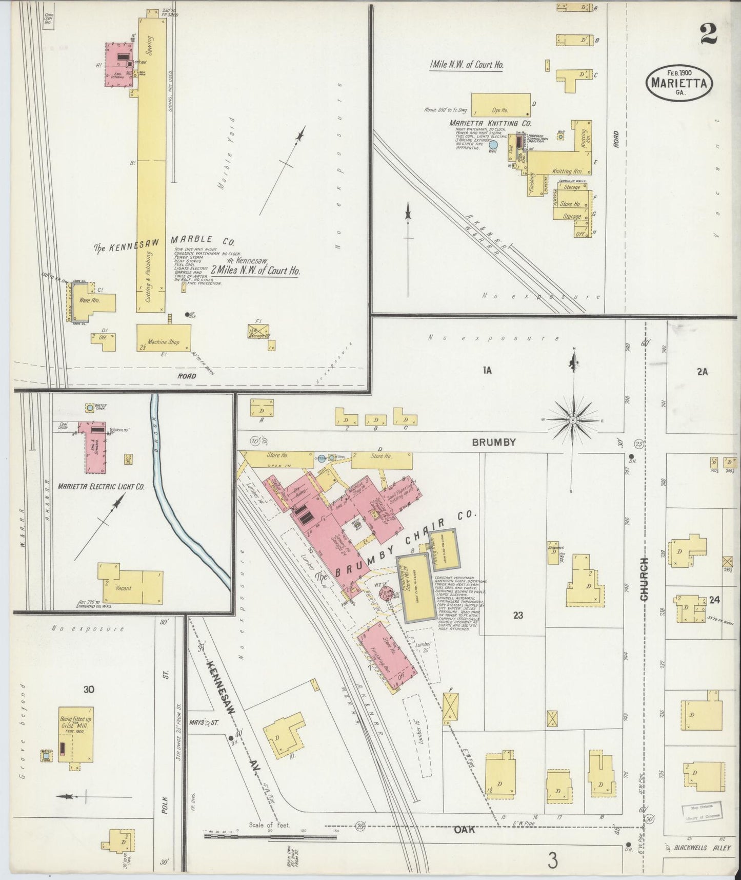 Sanborn Fire Insurance Map from Marietta, Cobb County, Georgia (1900), Sheet #0002 - Complete Map Set gallery image, historic Sanborn map, vintage wall art, Georgia Georgia