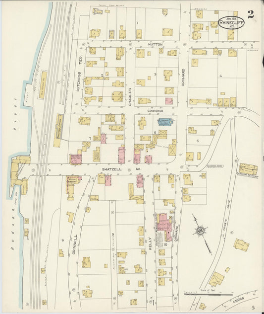 Sanborn Fire Insurance Map from Rhinecliff, Dutchess County, New York (1913), Sheet #0002 - Historic Sanborn Fire Insurance Map Print, vintage old map wall art, antique decor, genealogy gift, New York New York map