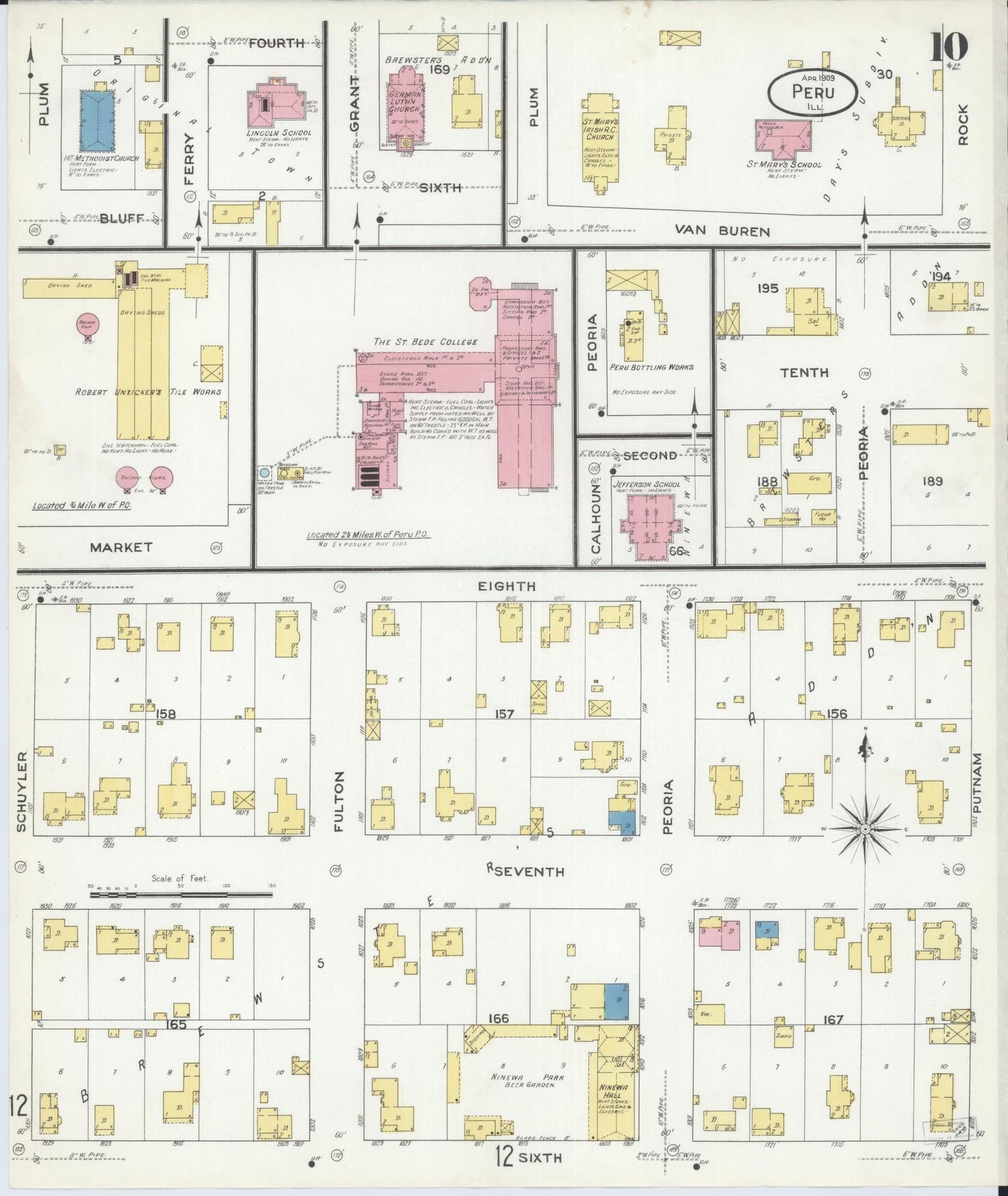 Sanborn Fire Insurance Map from Peru, La Salle County, Illinois (1909), Sheet #0010 - Complete Map Set gallery image, historic Sanborn map, vintage wall art, Illinois Illinois