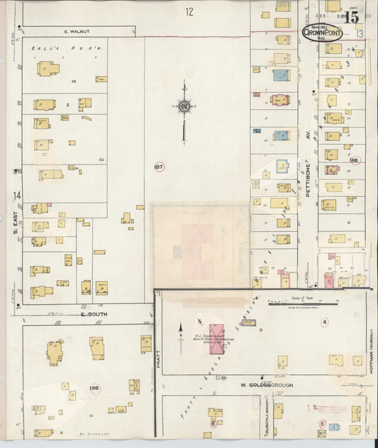 Sanborn Fire Insurance Map from Crown Point, Lake County, Indiana (1948), Sheet #0015 - Historic Sanborn Fire Insurance Map Print, vintage old map wall art, antique decor, genealogy gift, Indiana Indiana map