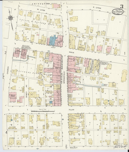 Sanborn Fire Insurance Map from Saint Paris, Champaign County, Ohio (1914), Sheet #0003 - Complete Map Set gallery image, historic Sanborn map, vintage wall art, Ohio Ohio