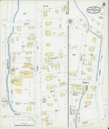 Sanborn Fire Insurance Map from Hot Springs, Garland County, Arkansas (1892), Sheet #0002 - Complete Map Set gallery image, historic Sanborn map, vintage wall art, Arkansas Arkansas